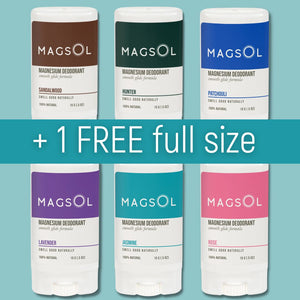 TRAVEL SIZE 6-Pack Set of Natural Deodorant (1/2 oz each) + FREE Full Size Coupon