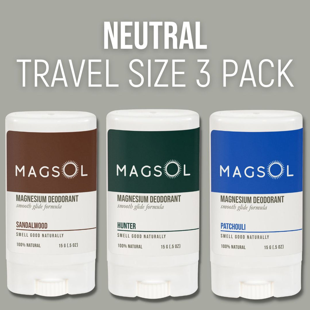 TRAVEL SIZE 3-Pack Set of Natural Deodorant (1/2 oz each)